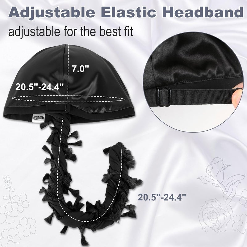 Babalet Store طرحة هالو للرجال والنساء بطانة ساتان دوراج أغطية رأس قبعة جمجمة مسبقة الربط مع خيوط ضفيرة قبعة عتيقة ملتوية - Image 2